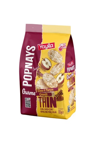 Yayla Popnays Gurme Elma Ve Tarçın Çeşnili Kepekli İnce Pirinç Patlağı 80 G X10