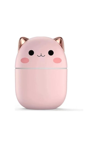 Ufly Sevimli Kedi Hava Nemlendirici Ledli Ultrasonik Difüzör 250 Ml Pembe