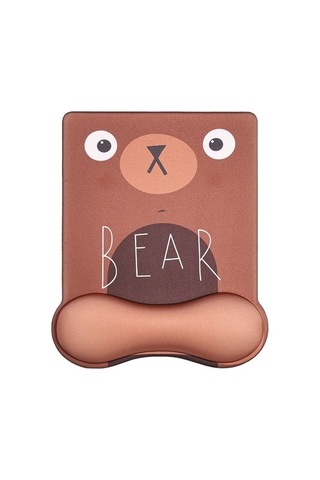 Primepickings Kahverengi Mouse Pad Bilek Pedi Kızlar Sevimli Karikatür Mouse Pad Kaymaz Oyun Silikon Klavye