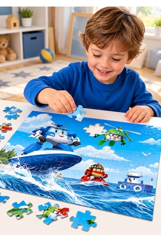 Robocar Poli 200 Parça Puzzle Yapboz Renkli Ve Eğlenceli Yüksek Baskı Kaliteli 33 X 48 Cm Puzzle