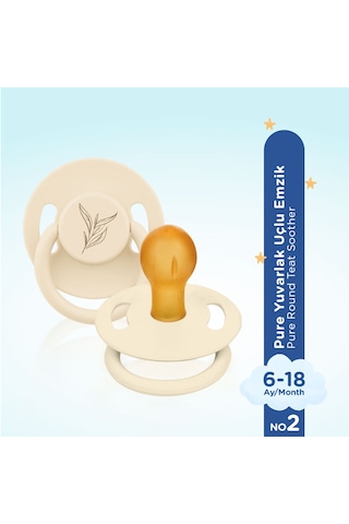 Wee Baby Pure Yuvarlak Uçlu Kauçuk Emzik No:2 Krem 6-18 Ay
