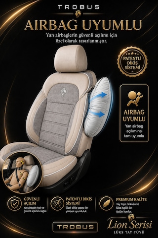 Peugeot 3008 2016+ Uyumlu Lion Serisi Tay Tüyü Bej Premium Koltuk Kılıfı
