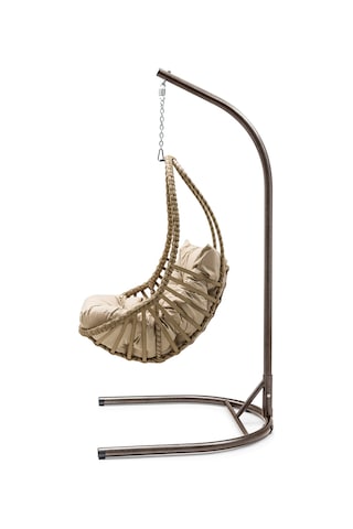 Premium Rattan Salıncak El Örgüsü Bahçe & Balkon & Teras & Ev Salıncağı Kahverengi