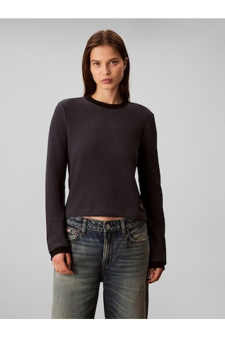 Calvin Klein Ls Waffle Tee-11922 Lacivert