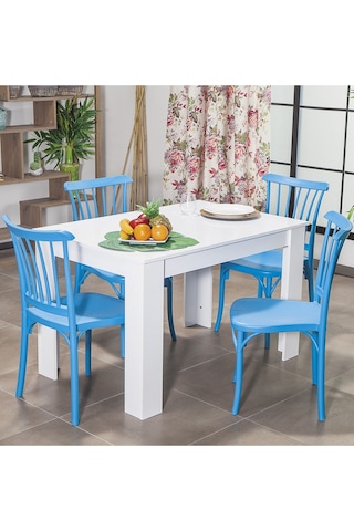 Violet Home Mutfak Sandalyesi 4 Adet Mavi