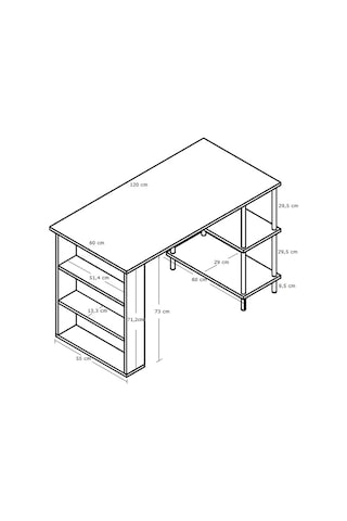 Intergo Çalışma - Bilgisayar - Ofis - Ders Masası 4 Raflı