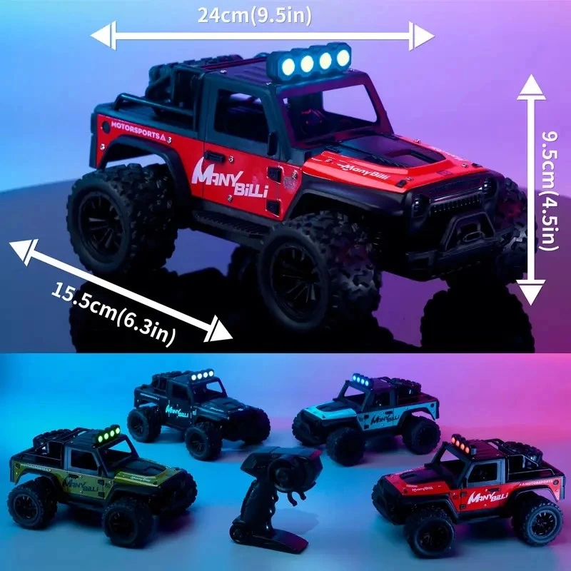 1:16 Off Road Şarjlı Rc Uzaktan Kumandalı Renkli Farlar Kırmızı Arazi Aracı 20 Km/s Hızında Hediyeli