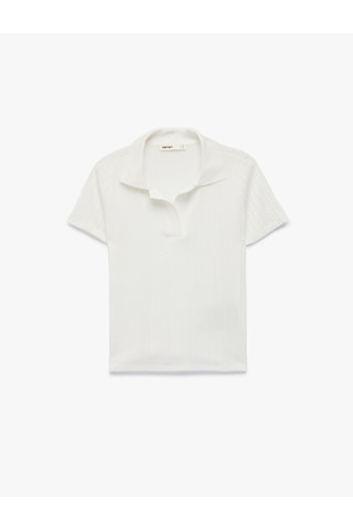 Koton Slim Fit Kısa Kollu Dokulu Polo Yaka Tişört Beyaz 6sak50001ek Beyaz