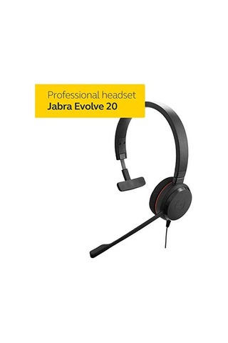 Evolve 20 Uc Mono Headset Unified Communications Headphones For Voıp Softphone With Pasif Noise Cancellation Usb-cable With Controller Black 50 x 22