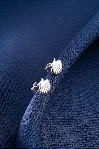 Çekirdekjewelry 925 Ayar Gümüş Rodyum Kaplama Midye Küpe Gri