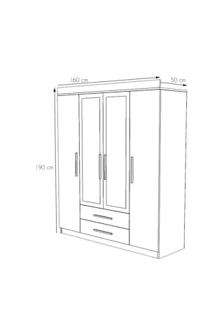 Metalia Gm815 Nisa Delüx 4 Kapı 2 Çekmeceli Aynalı Gardrop Ceviz-Antrasit