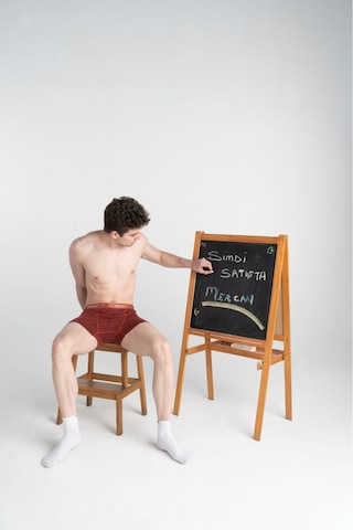 Mercan Desenli Boxer Pamuklu 'değer' Baskılı Erkek Boxer Değer Desenli