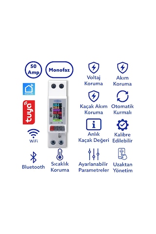 Tomzn Akıllı Kaçak Akım Rölesi Ve Voltaj Akım Koruma Rölesi 50a Wifi Özellikli Smartlife Tomzn Akıllı Kaçak Akım Rölesi Ve Voltaj Akım Koruma Rölesi 50a Wifi Özellikli Smartlife