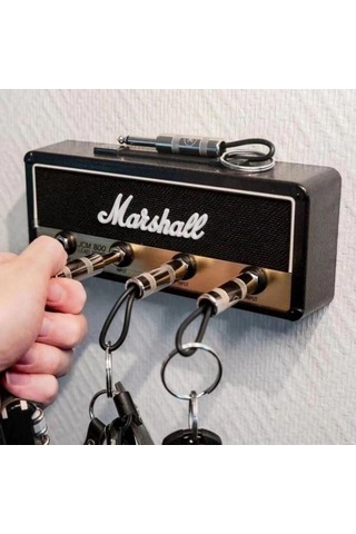 Yuntech01 "marshall Duvar Anahtar Takımı - 4 Telli Gitar Plug Desenli Anahtar Asma Aleti" Siyah