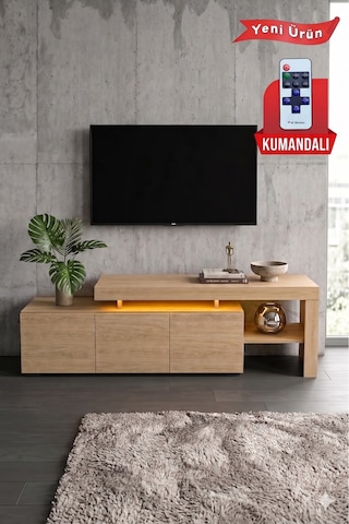 Luma Led Işıklı Tv Ünitesi 160 Cm - Modern Tv Sehpası Çam