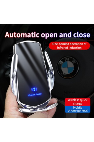 Yifomall Araç İçin 15w Kablosuz Şarjlı Akıllı Sensörlü Telefon Tutucu - Otomatik Açılma-kapama, 360 Döner, Gümüş GÜMÜŞ