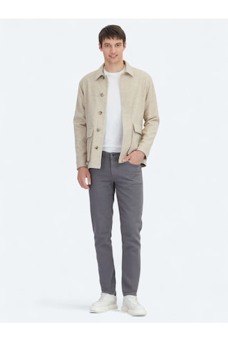 Kip Bej Oversize Fit Uzun Dokuma Yün Karışımlı Overshirt