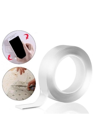 2m 3cm - 2 Metre Çift Taraflı Şeffaf Bant