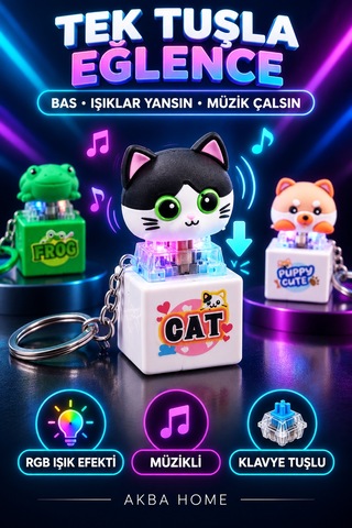 Mini Keybeat Rgb Işıklı Müzikli Klavye Switchli Sevimli Figür Anahtarlık