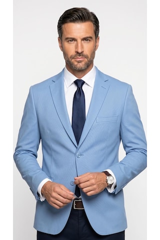 Plus Scorpion Slim Fit Pike Dokuma Erkek Blazer Ceket Modern Şık Günlük Kombin Mavi