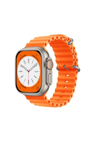 Forzacase Apple Uyumlu Watch 10 42mm İçin Oluklu Ocean Silikon Kordon Kayış - Fc006 Turuncu