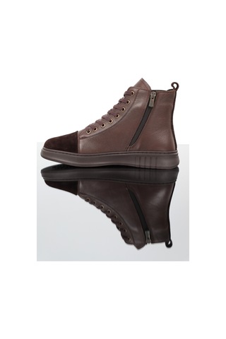 Konfores 1352 Anatomik Tabanlı Hakiki Deri Fermuarlı Erkek Spor B Kahverengi