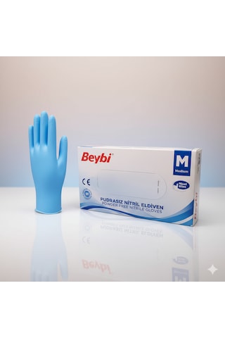 Mavi Pudrasız Nitril Eldiven M