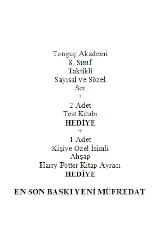 Tonguç Akademi 8. Sınıf Taktikli Sayısal Sözel Set En Son Baskı Yeni + 2 Adet Test Kitabı Hediye + Kişiye Özel Ahşap Harry Potter Kitap Ayracı Hediye