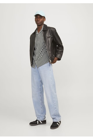 Jack & Jones Erkek Çizgili Kisa Kollu Gömlek - Luke 12255197 Bright White Beyaz