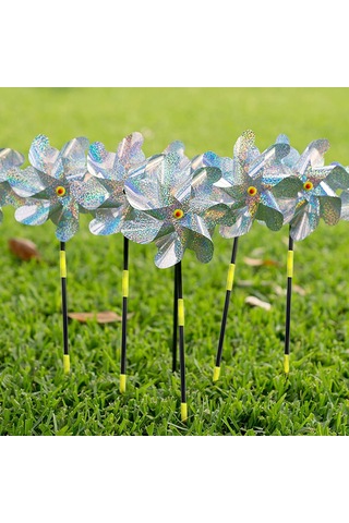 Maiyame Güneş Işığı Yansıtan 8 Köşeli Rüzgar Çarkı - Çiftlik Bahçe Havaalanı Kuş Kovucu Aracı, 1 Adet Gümüş Noktalı Büyük Boy