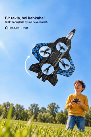 S1 F166 Köpük Gövdeli Kumandalı Mini Drone, Kamerasız, 44,8 G, İrtifa Sabitleme, 360 Takla, 2,4 Ghz Siyah