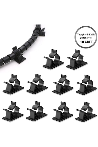 Microcase Kendinden Yapışkanlı Kablo Sabitleyici Ve Düzenleyici Klips Seti 10'lu Al5408 10 SİYAH