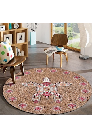 Jüt Yuvarlak Hasır Halı Yolluk Salon Oda Mutfak Halısı Ks-1040