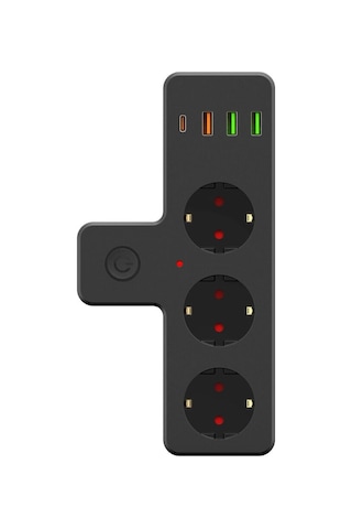 Ftr-12 Termal Akım Korumalı Isıya Dalı 3 Lü Priz 3x Usb 1x Type-c