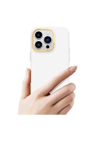 Apple Uyumlu iPhone 14 Pro Kılıf Metal Kamera Çerçeveli Recci Glaze Serisi Kapak Siyah