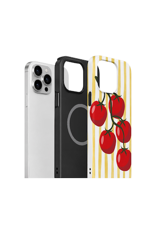 Apple iPhone Uyumlu 14 Pro Max Vorian Çift Katmanlı Magsafe Kılıf Tomato Market Stripe
