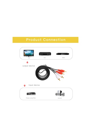 Konesam 1.5m Siyah 2rca Erkek-2rca Erkek Altın Kaplı Bağlantıklı Pvc Ses Kablosu