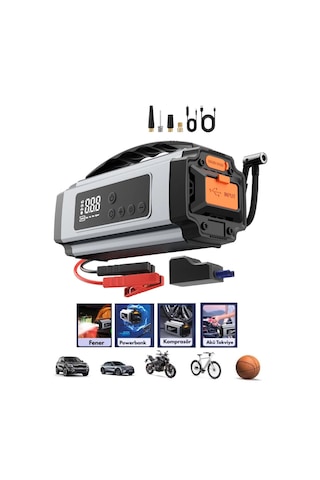 Çok Fonksiyonlu Oto - Araç Takviye Set Taşınabilir 120w Dijital Ekran Powerbank Özellik - Fener - Cob - Pusula Yg-898 5250