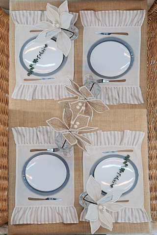 Amerikan Servisi Fırfırlı Retro 4 Lü Kahverengi