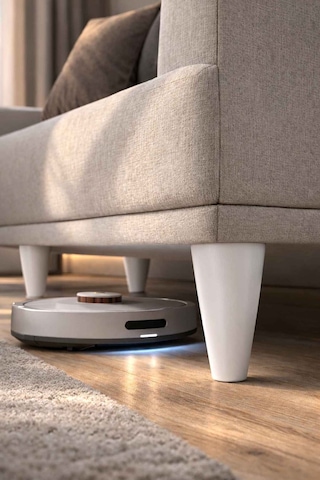 İmt Aksesuar Armut Mobilya Ayağı 8 Adet 12 Cm Beyaz Robot Süpürgeye Uyumlu Koltuk Kanepe Baza Ayağı Seti Beyaz