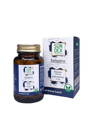 Sundex Selezinc Selenyum L-Selenometionin ve Çinko Pikolinat 60 Bitkisel Kapsül