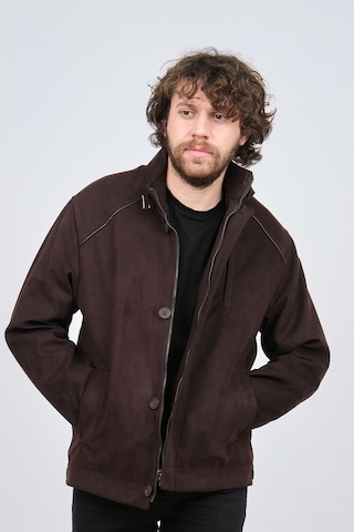 By Serco Erkek Deri Biyeli Klasik Kaban 0620680 Koyu Kahve-Kahve Melanj Kahverengi Melanj