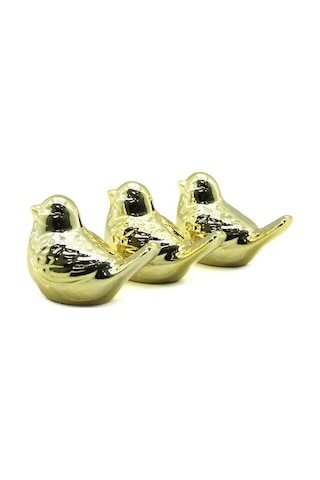 İbico İ12-133 Biblo Ve Dekoratif Süs Eşyası Orta Gold Seramik Kuş - 12'li Paket Diğer