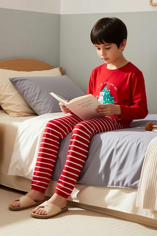Benerly Unisex Çocuk Bisiklet Yaka Standart Kol Uzun Kollu Regular Kalıp Kırmızı