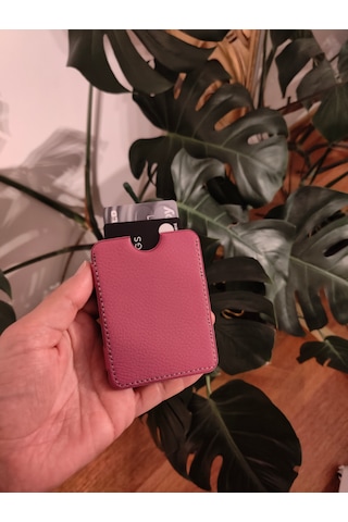 Prava Deri Suni Deri Basic Unisex Kredi Kartlık Pembe