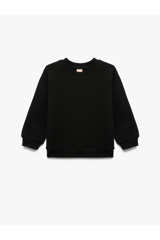 Koton Uzun Kollu Bisiklet Yaka Basic Sweatshirt Siyah 7wmb10015tk