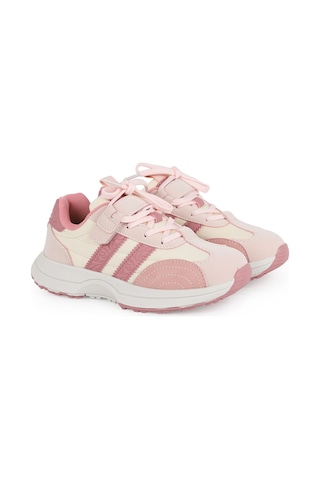 Pepino Çocuk Spor Ayakkabı Yan Çizgili Cırt Cırtlı Klasik Bağcıklı Hafif Esnek Kalın Taban Günlük Sneaker 2341 Pudra-pembe
