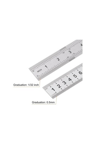 60cm 24 İnch - Çift Taraflı Paslanmaz Çelik Metal Cetvel - Kalınlık 1mm