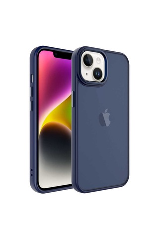 Zeyline Apple Uyumlu iPhone 14 Plus Buzlu Sert Pc Zore May Kapak-lacivert