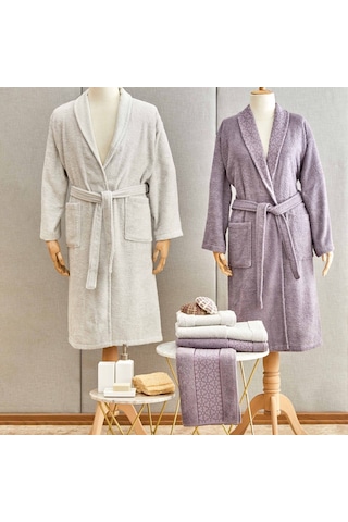 Karaca Home Casita Flos 6 Parça Gri Mürdüm Aile Banyo Seti (523670666) Gri